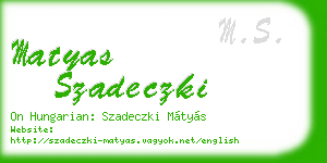 matyas szadeczki business card