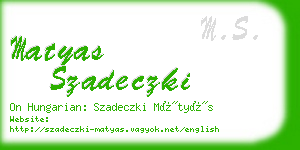 matyas szadeczki business card